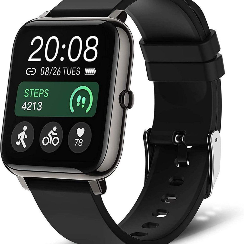 Popglory Smart Watch - 1.4" Full Touch Screen, Black